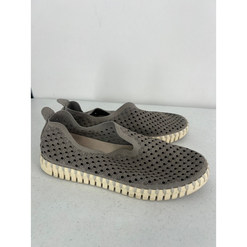 Ilse Jacobsen Tulip Gray Laser Cut Slip On Loafer Flats Womens EU 39 US 8.5-9